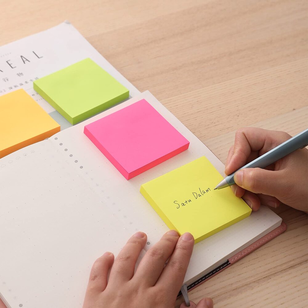 Paquet 12 Post-it Deli 76x76 Stick-up Neon 100 Sheetes 4 Couleurs