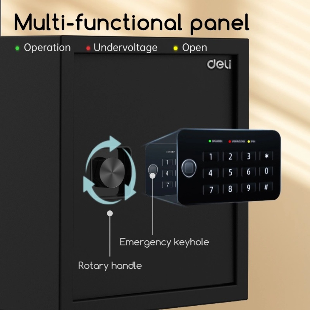 Coffre Fort Numérique Deli ET533 ( 33X33X36 ) Noir