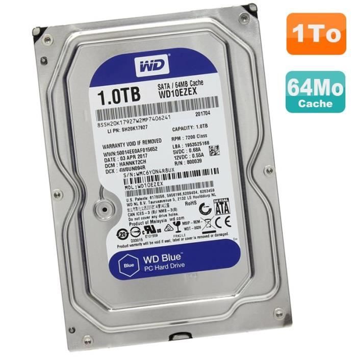 Disque Dur Interne Western Digital Blue SATA 1 TO/TB 3.5&quot; 7200RPM 