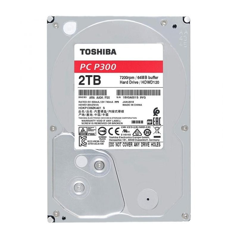 Disque dur interne Toshiba P300 2TO/2TB 3,5'' PC Bureau