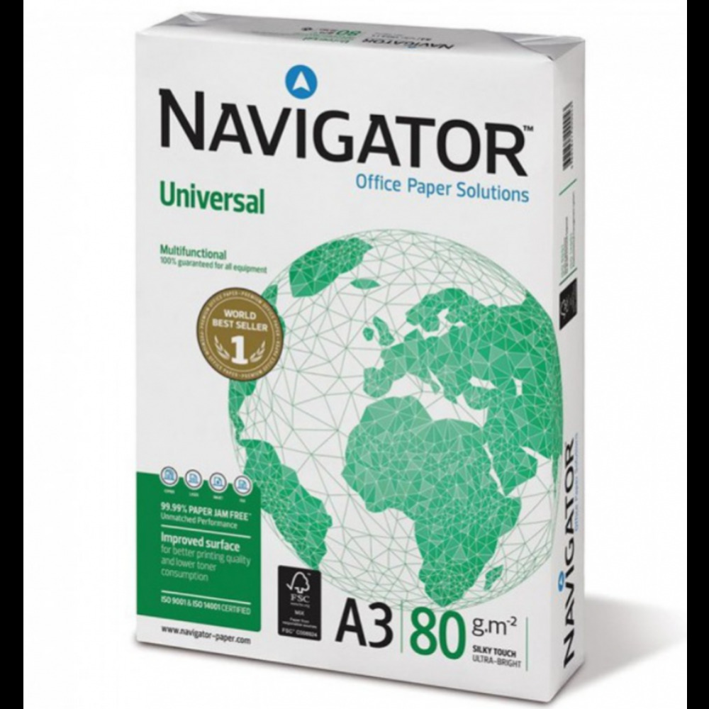 Paquet 5 Ramettes Papier Laser A3 Navigator 80 Grs 500 Feuilles