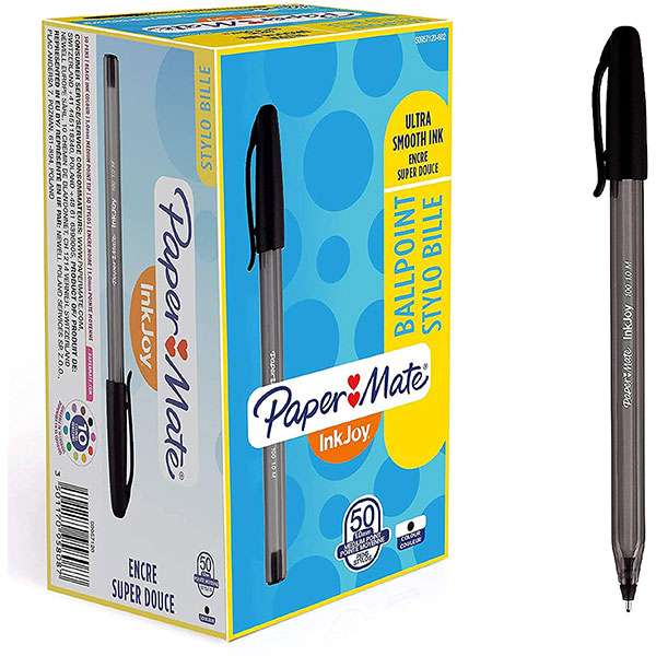 Paquet 50 Stylo Inkjoy 1.0 Paper Mate Noir