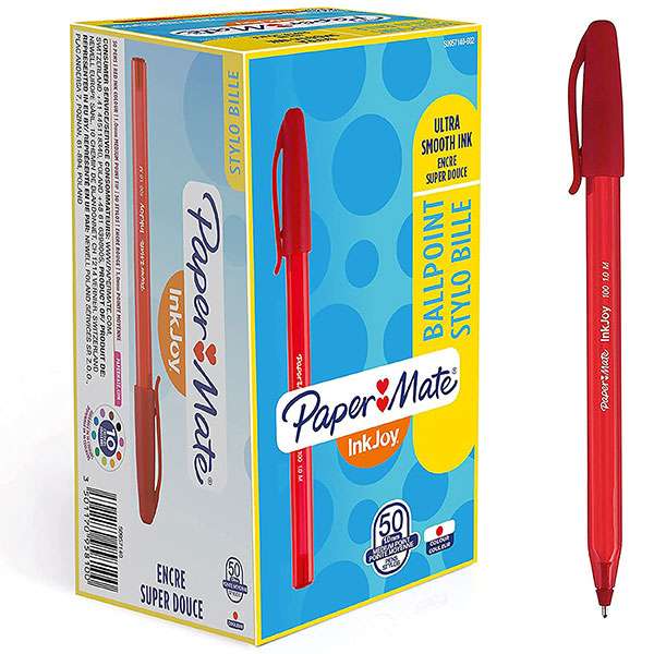 Paquet 50 Stylo Inkjoy 1.0 Paper Mate Rouge