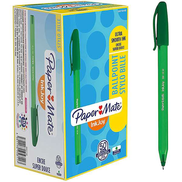 Paquet 50 Stylo Inkjoy 1.0 Paper Mate Vert
