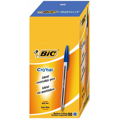 Paquet 50 Stylo Bic Crystal Bleu