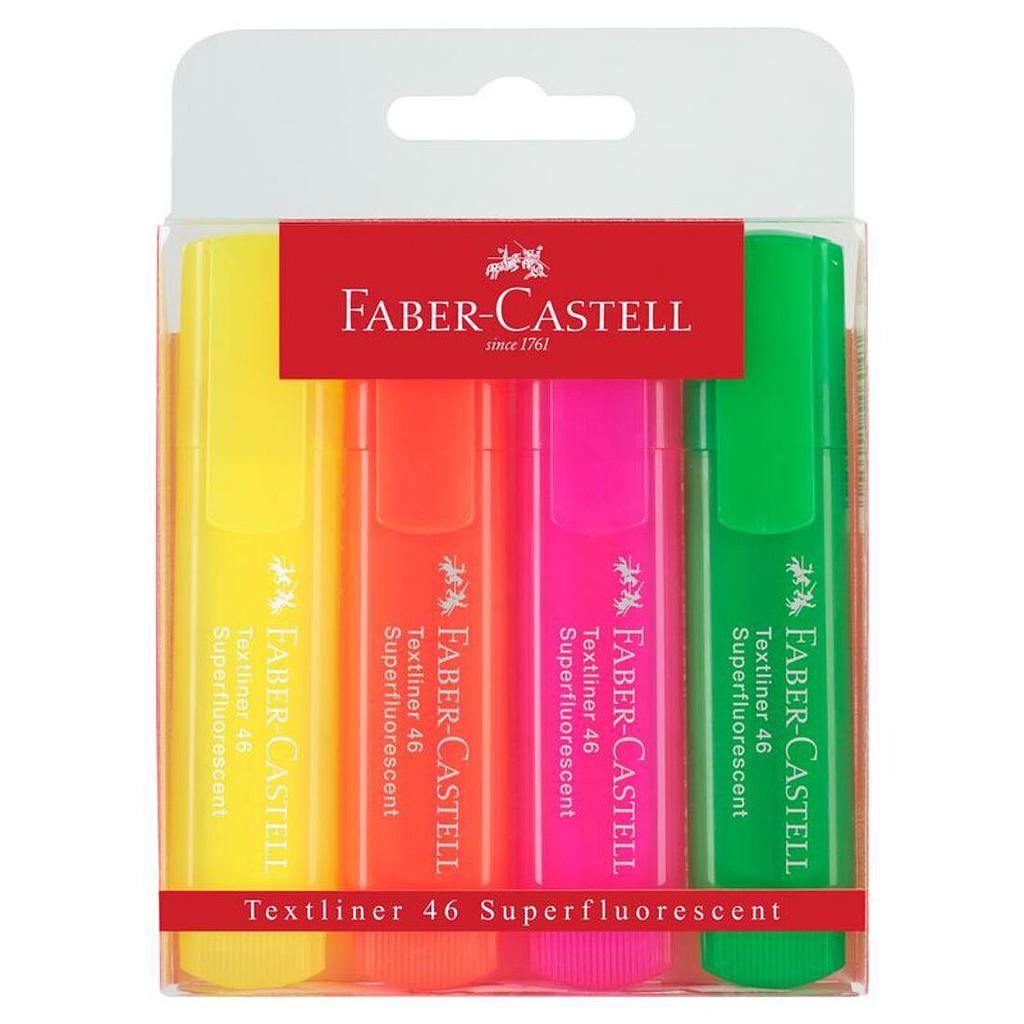 Set 4 Fluorescent Textliner Faber Castell 46 Super Fluo (JVRO) 154604