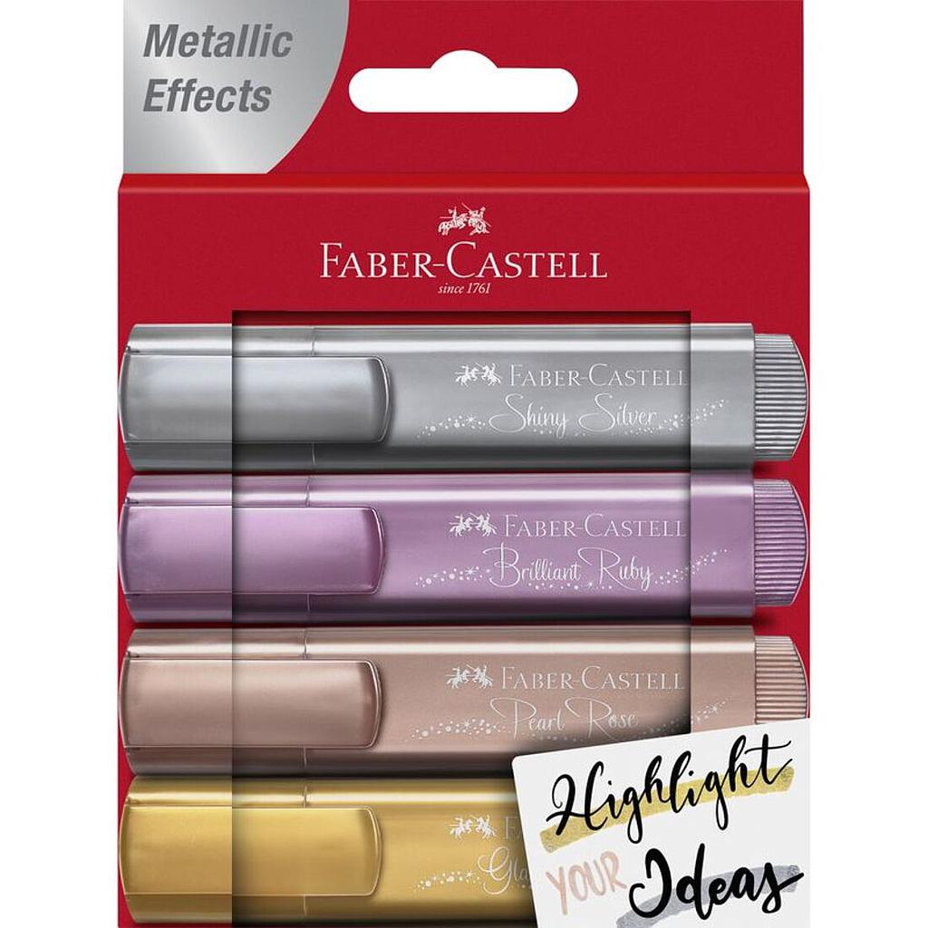 Set 4 Fluorescent Textliner Faber Castell Color Metallic 154640