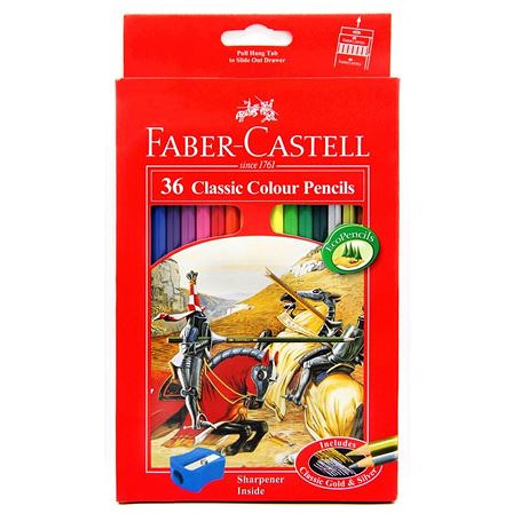 Paquet 36 Crayons De Couleur Faber Castell Long Classic 115856
