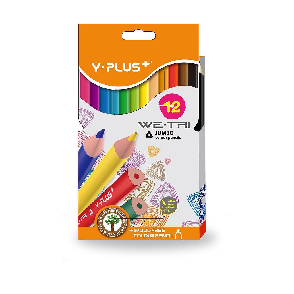 Paquet 12 Crayons De Couleur 3.5mm Y-PLUS+ WE-TRI Jumbo