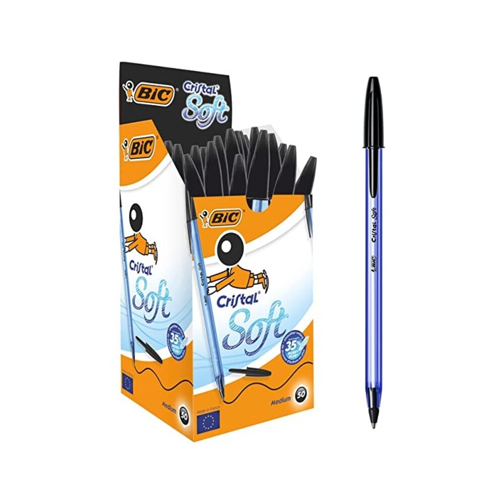Paquet 50 Stylo Bic Crystal Soft Noir