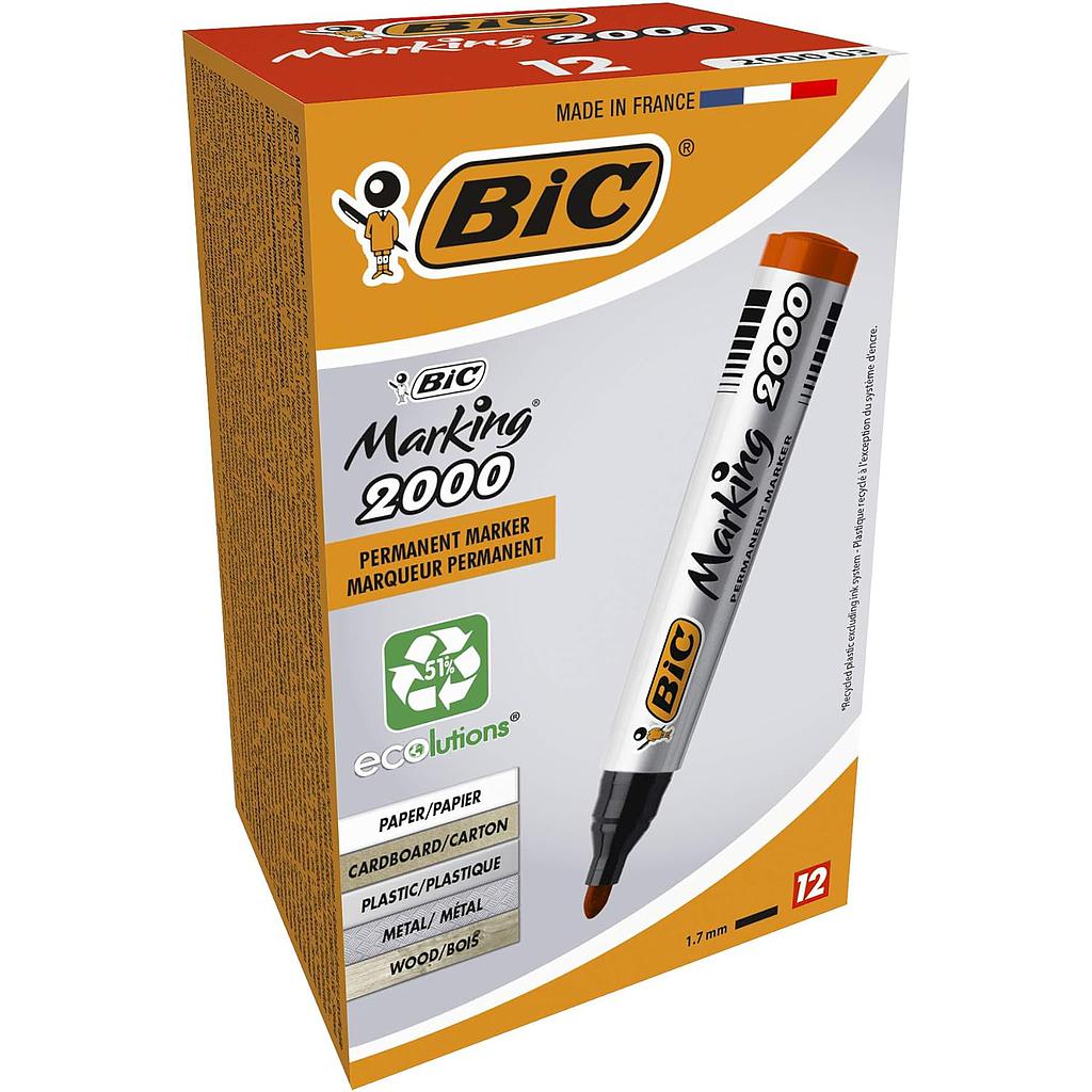 Pack 12 Marqueur Permanent Bic Marking 2000 Rouge