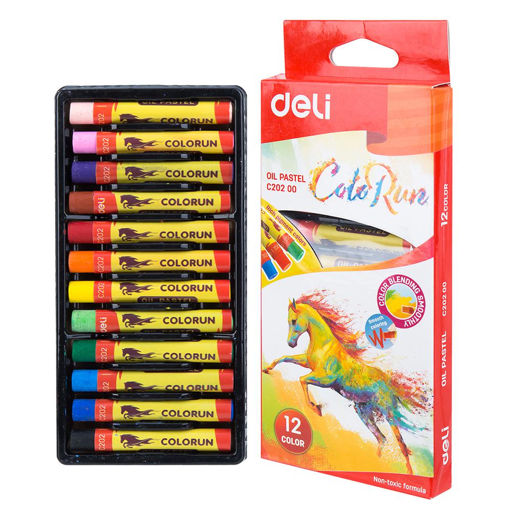Paquet 12 Crayons De Couleur Huile Deli Pastel Ec20200