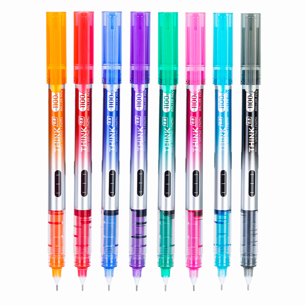 Jeu 8 Stylo Roller Pen 0.5mm Deli Think 8 Couleurs Q300-8c