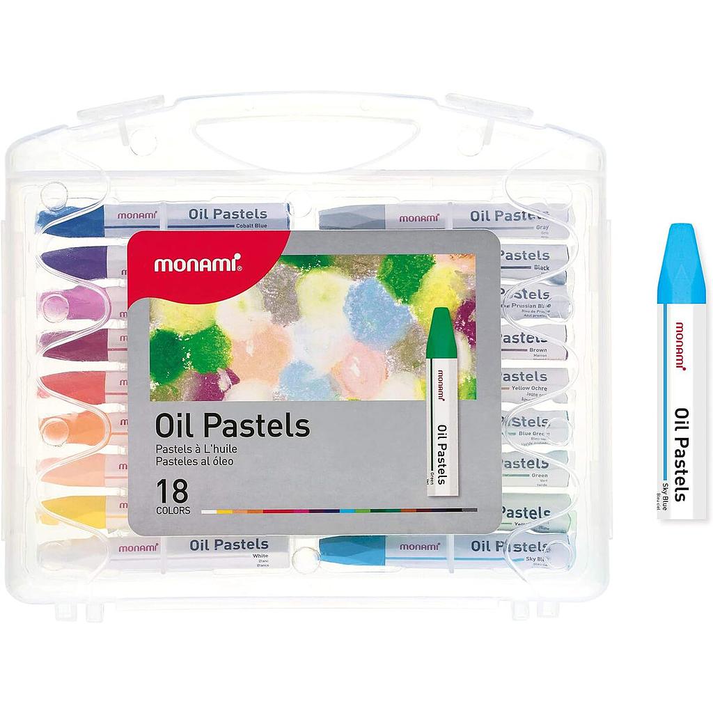 Paquet 18 Crayons De Couleur à L'Huile Pastel Monami ‎Hexagonal 