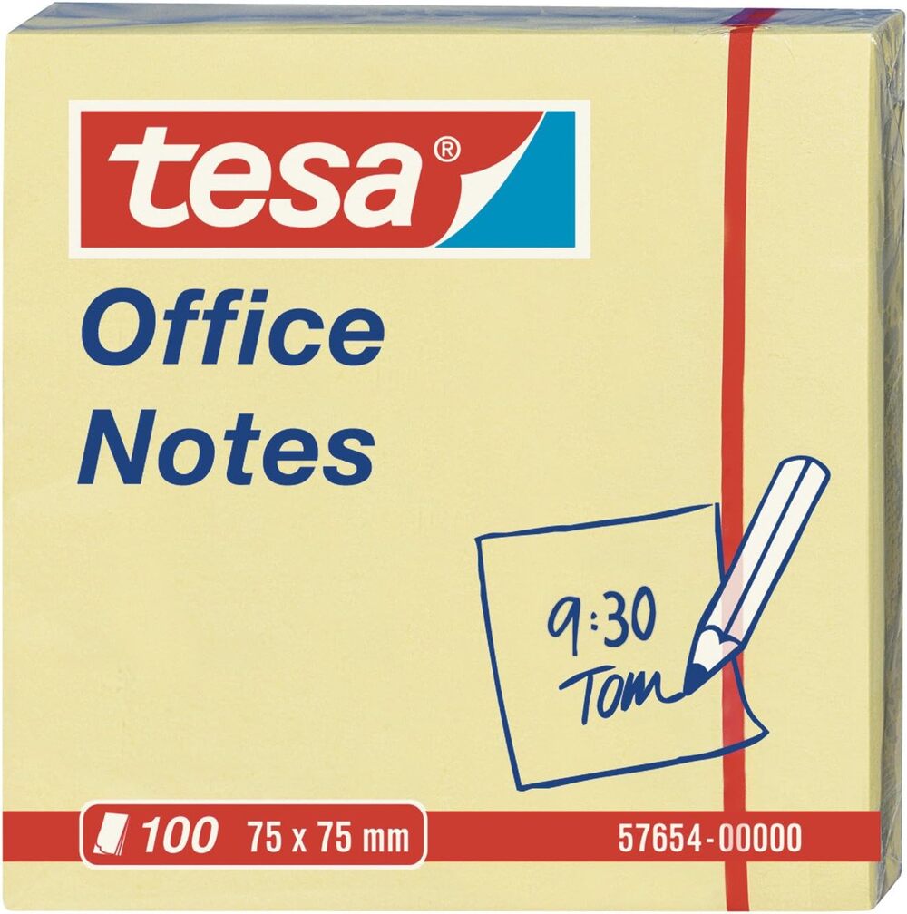 Paquet 12 Post-it 75x75 Tesa Jaune 100 Sheets