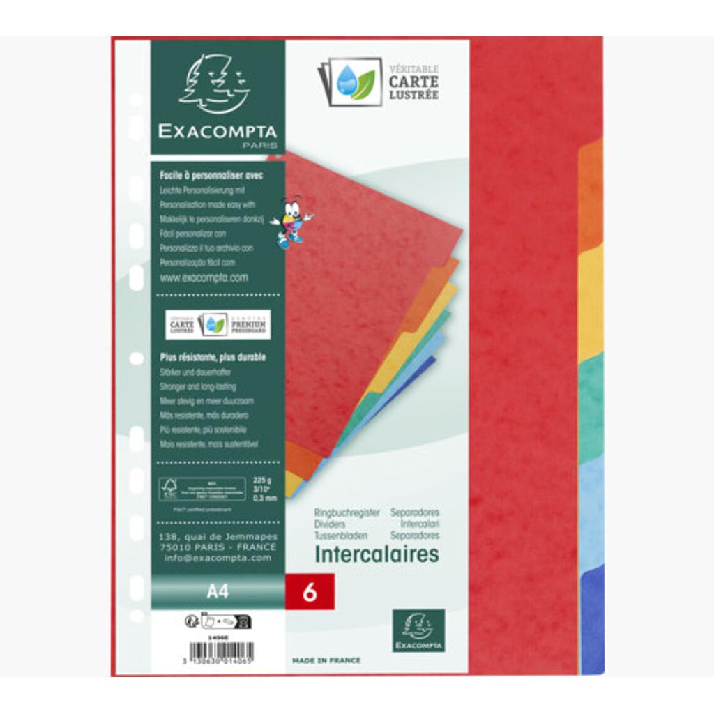 Jeu Intercalaire Exacompta 6 F Carte Lustré  E1406E A4