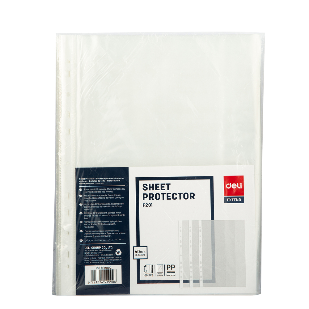 Paquet 100 Pochettes Perforées Deli 40 Microns EF20102
