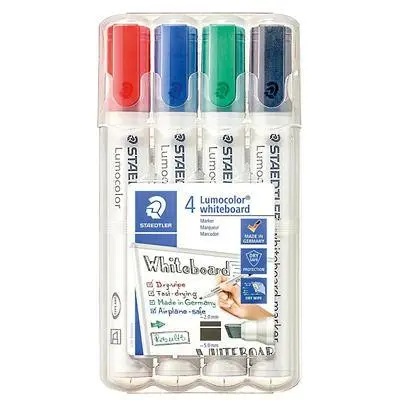 Jeu 4 Marqueurs Tableau Effaçable Staedtler  Lumocolor Biseauté 351 WP4