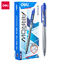 Paquet 12 Stylos A Bille Deli Arrow Q01330 0.7mm Bleu